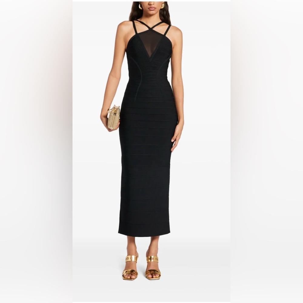 HERVE LEGER Lana gown BLACK. HLT8499825 NWT